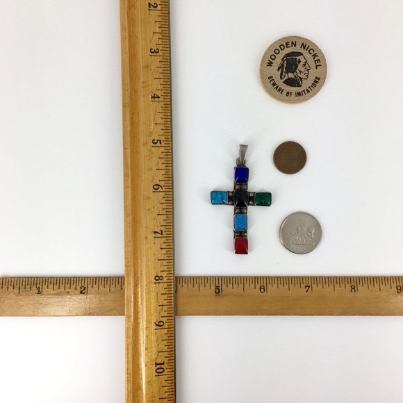 VINTAGE . NATIVE AMERICAN CROSS . 925 STERLING - Picture 16 of 16